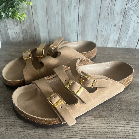 Birkenstock Shoes - Birkenstock Florida Three Strap Leather Nobuck Sandals 37